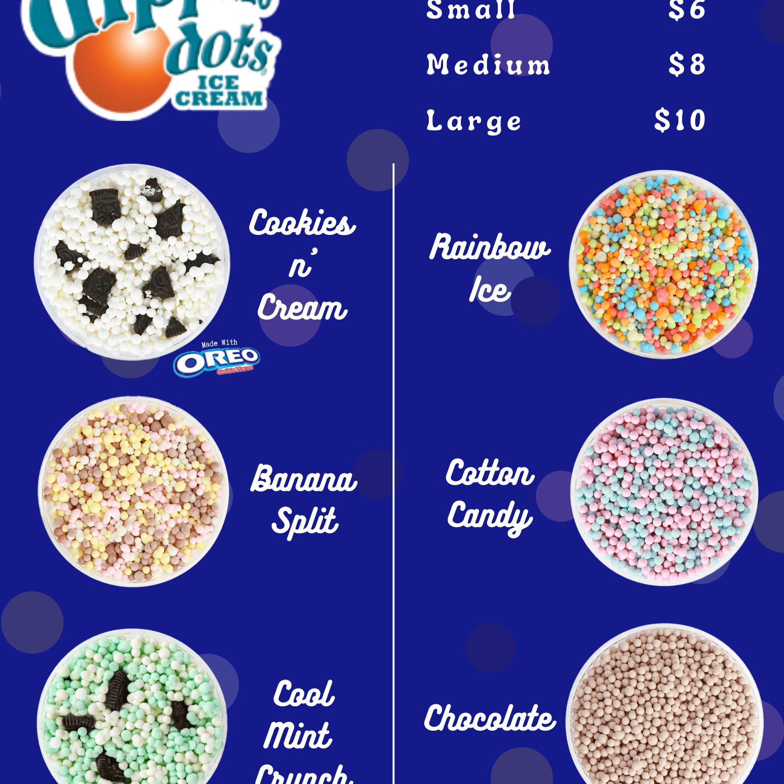 Dippin Dots Ice Cream, Blue Raspberry & Lemon Ices with Candy, Ice Cream